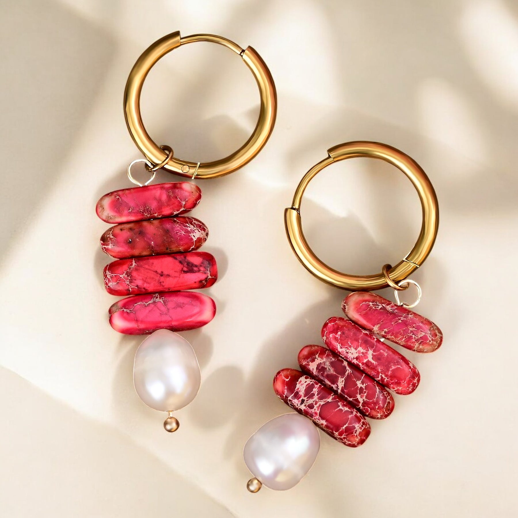 Brincos Argola Ocean Bliss de Pérola & Jaspe Jade