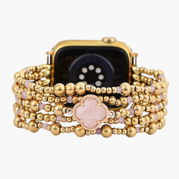Pulseira Elástica Elegância Quartzo Rosa Encantado para Apple Watch