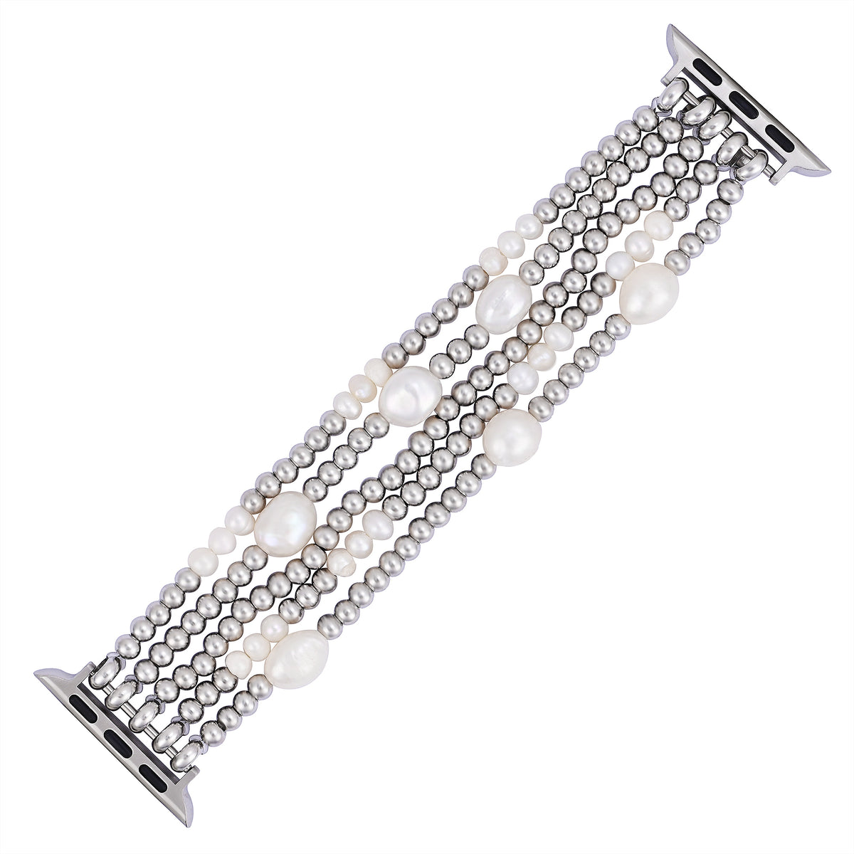 Pulseira Elástica de Pérola e Prata para Apple Watch