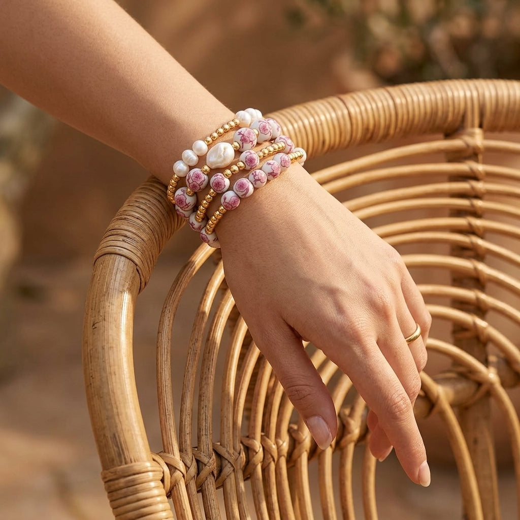 Conjunto de pulseiras Porcelain Garden Flor de Cerejeira