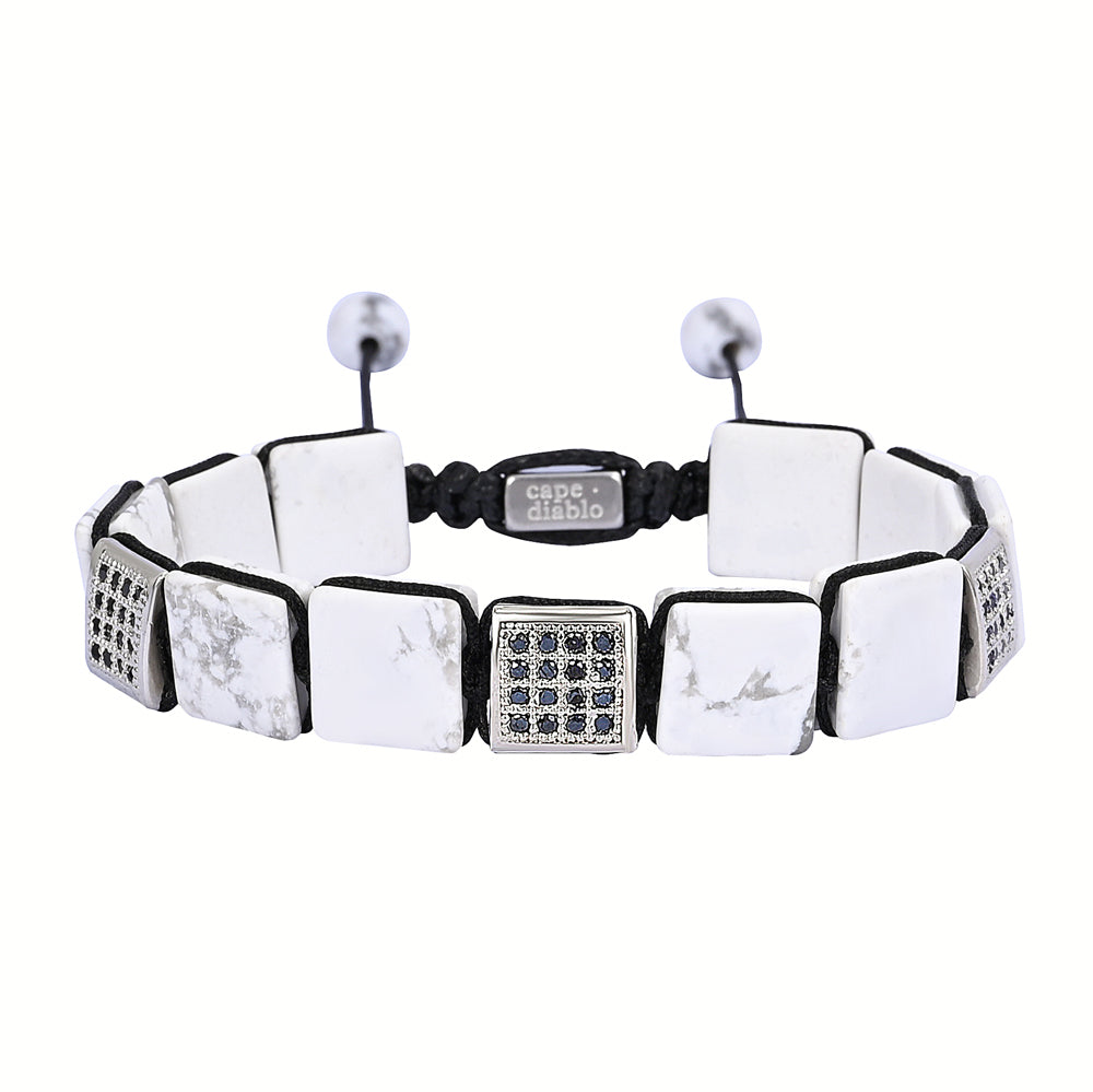 Pulseira masculina branca de turquesa