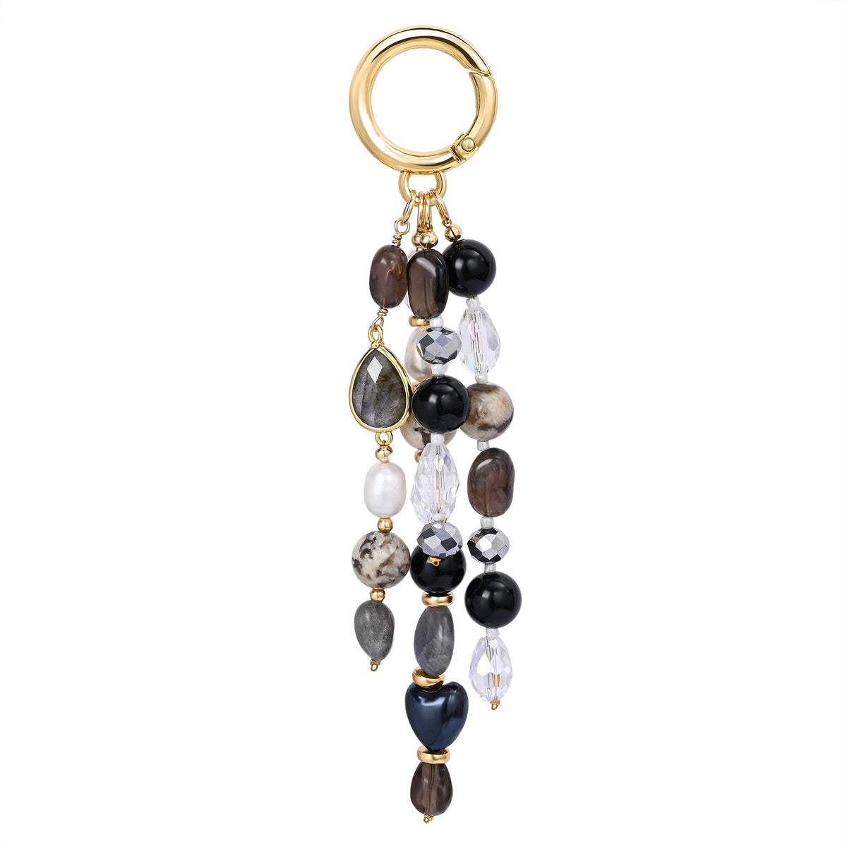 Pingente de Bolsa Harmonia Labradorita Obsidiana