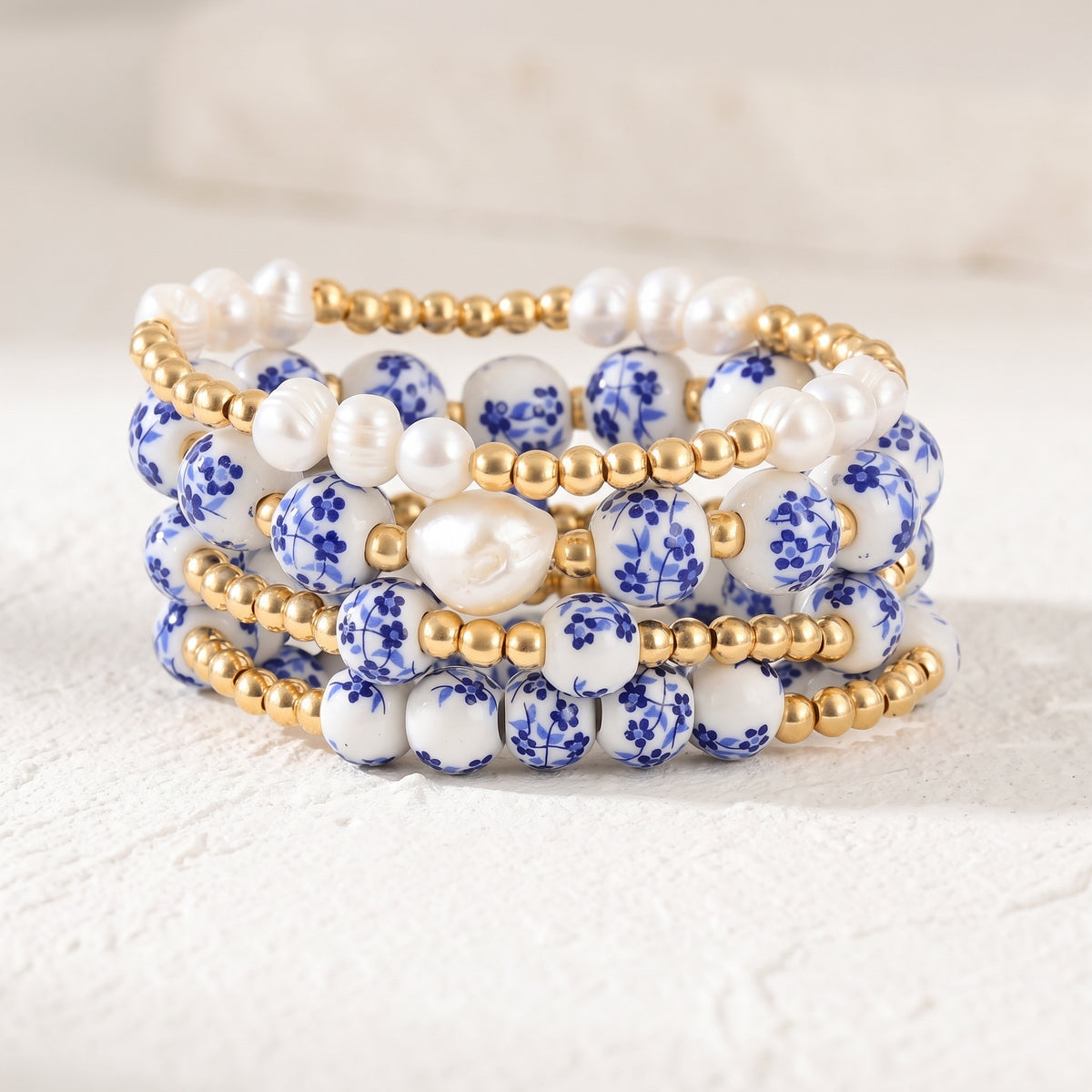 Conjunto de pulseiras Porcelain Garden Florescer de Safira