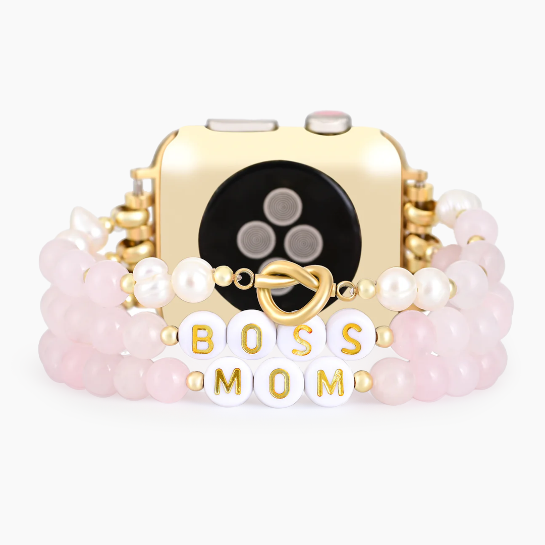 Pulseira Elástica Personalizada de Quartzo Rosa para Apple Watch