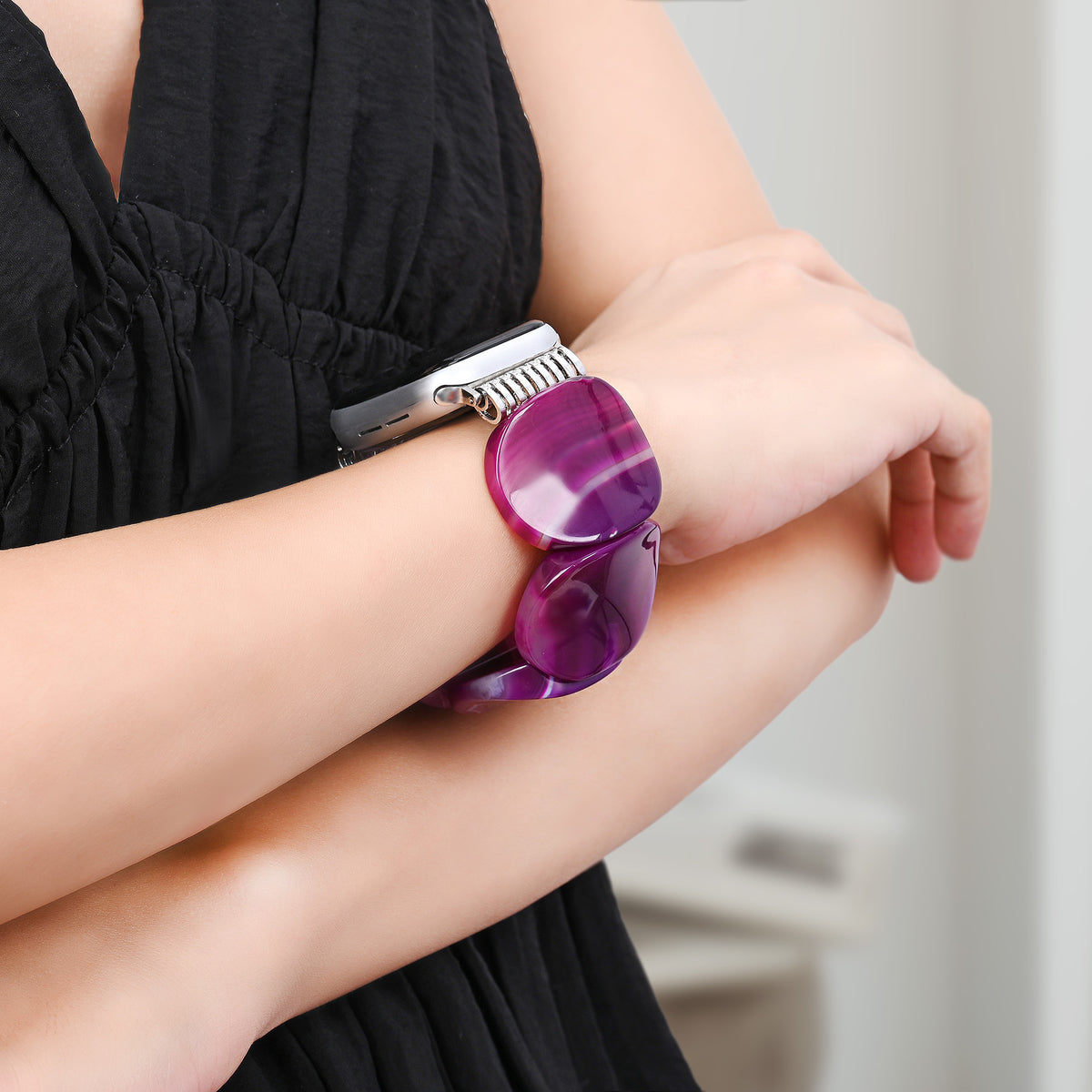 Pulseira elástica de ágata Mystic Plum para Apple Watch