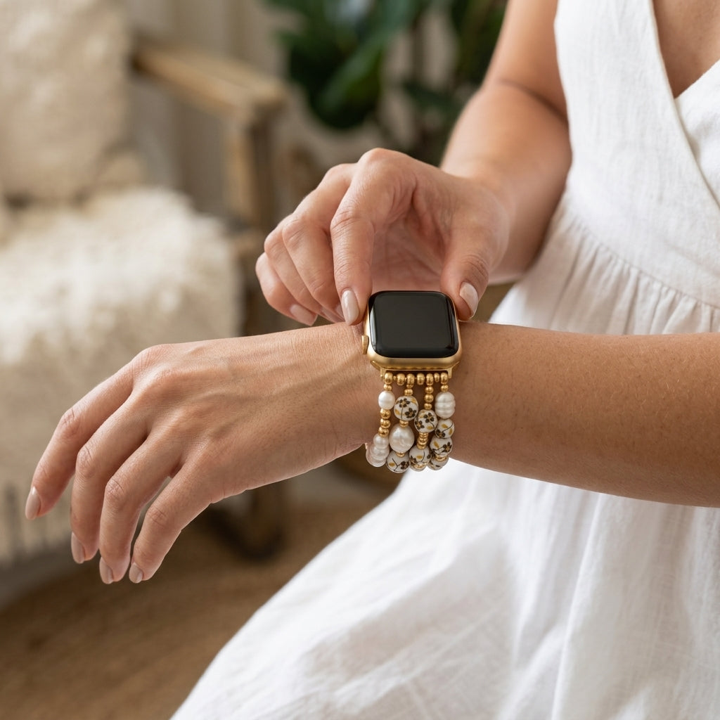 Pulseira para Apple Watch Porcelain Garden Prado Dourado