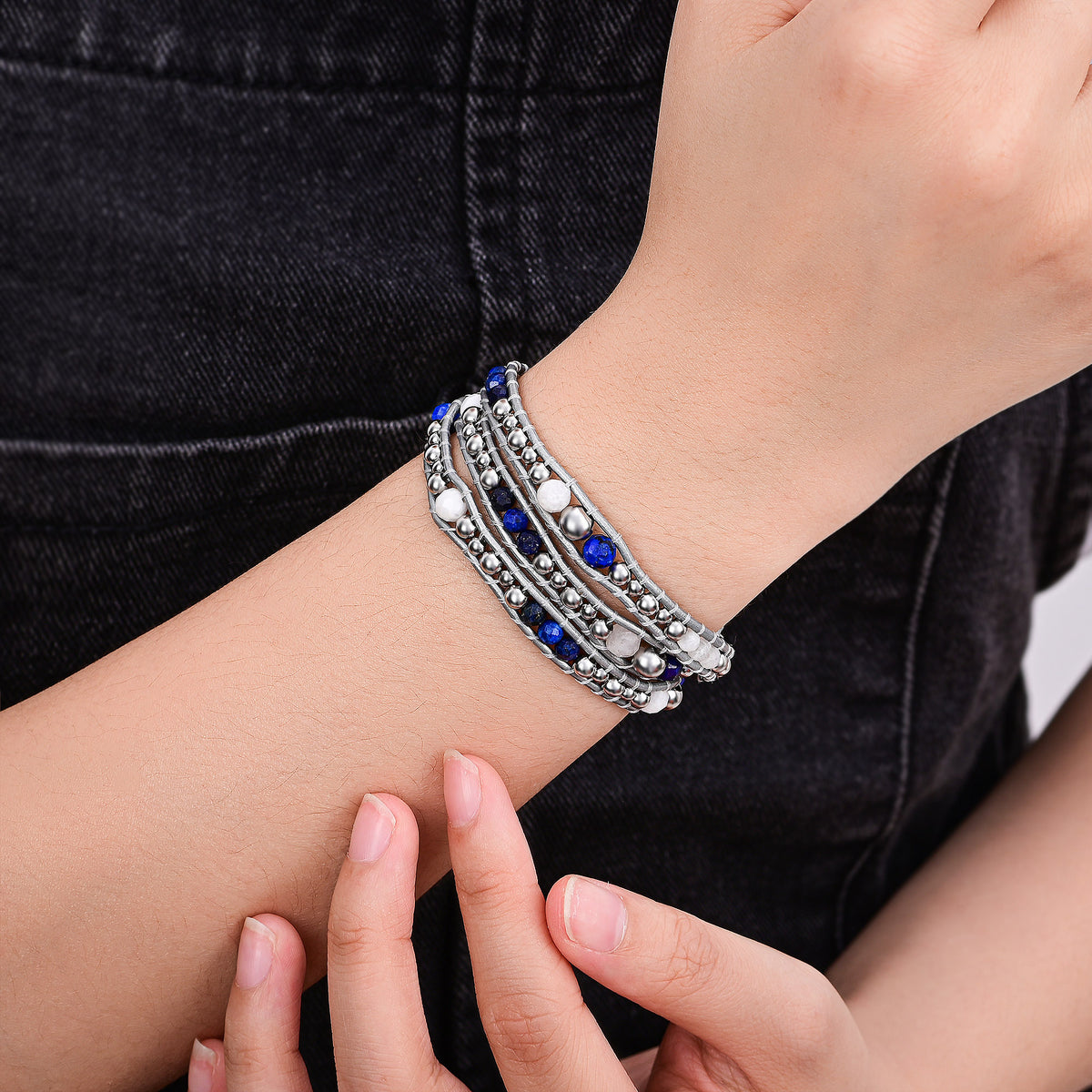 Pulseira Envoltório de Proteção Celestial de Lápis-Lazúli