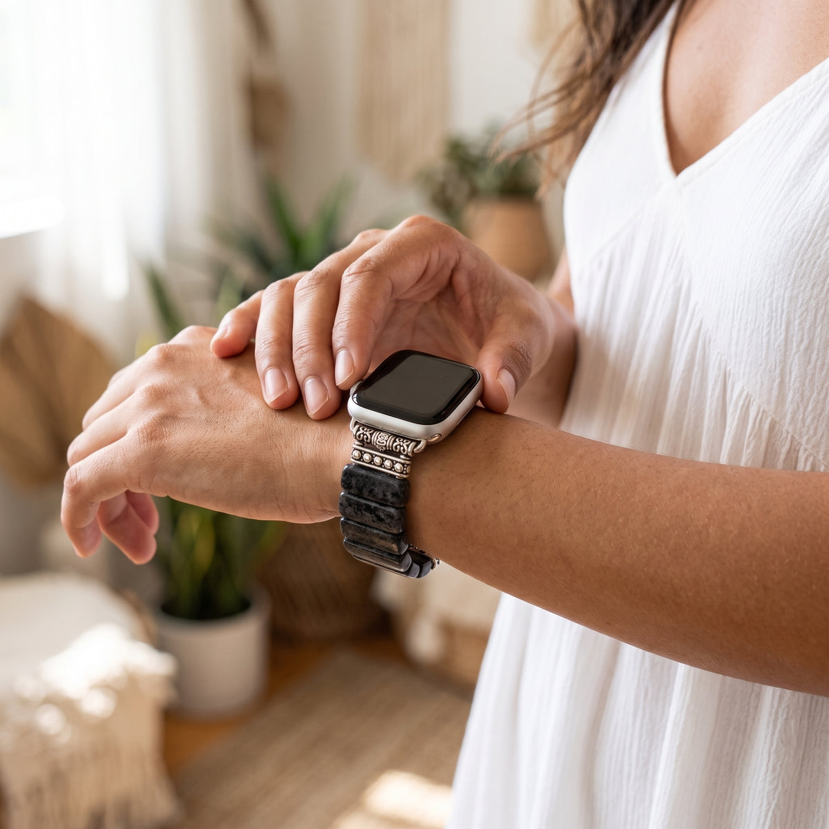 Pulseira elástica para Apple Watch em jaspe meia-noite