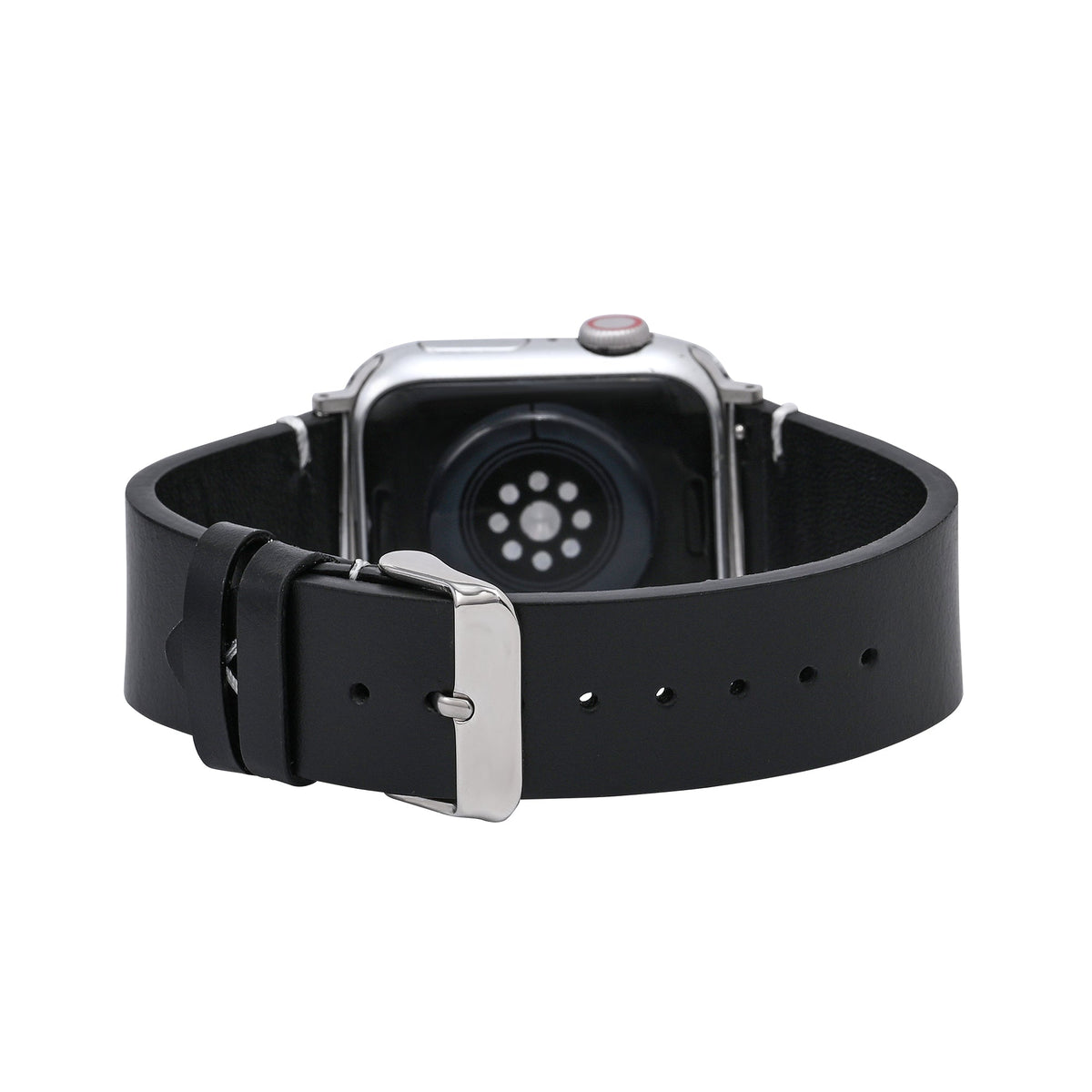 Pulseira preta de couro para Apple Watch masculina