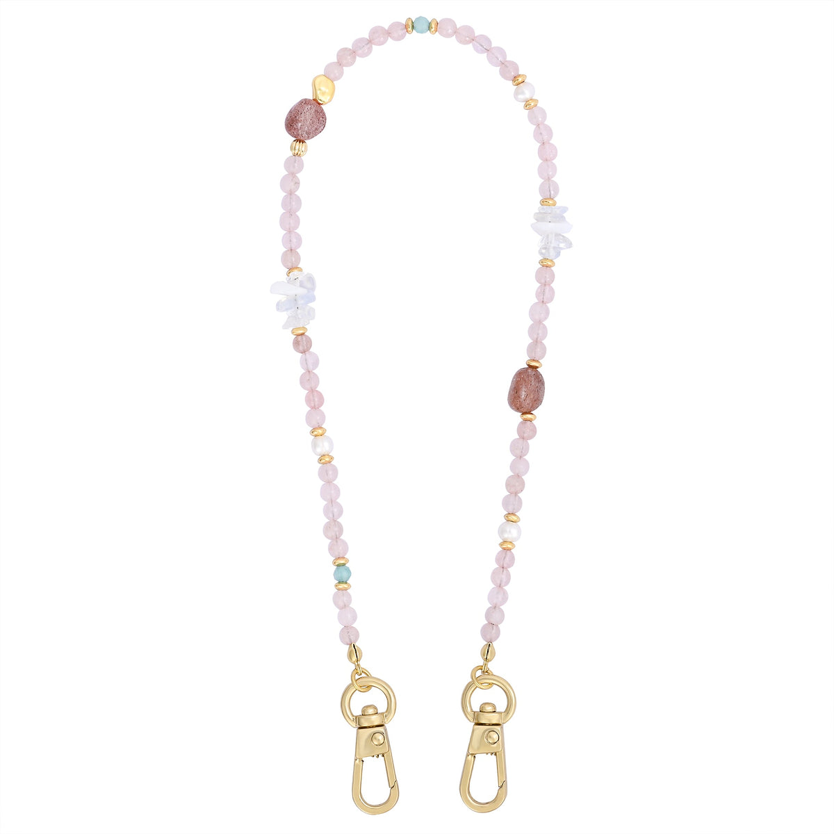 Corrente para Celular com Pingente de Quartzo Rosa