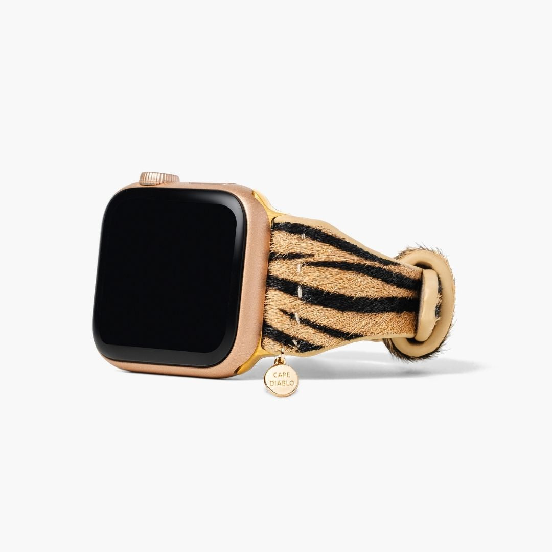 Pulseira de Couro com Listras Elegantes para Apple Watch