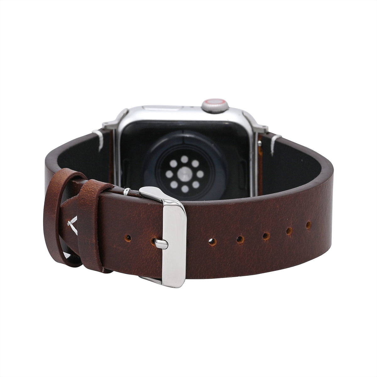 Pulseira de couro marrom escuro para Apple Watch masculina
