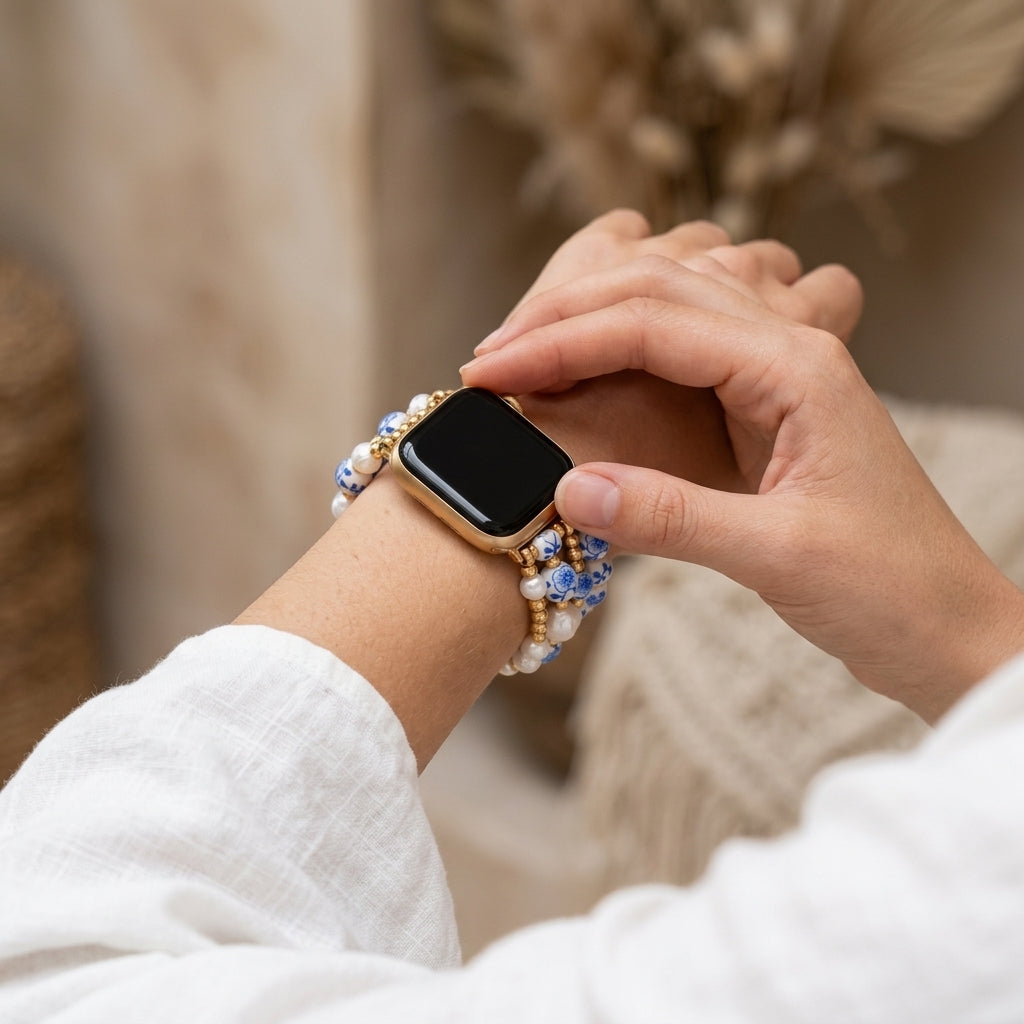 Pulseira para Apple Watch Porcelain Garden Flor Azul