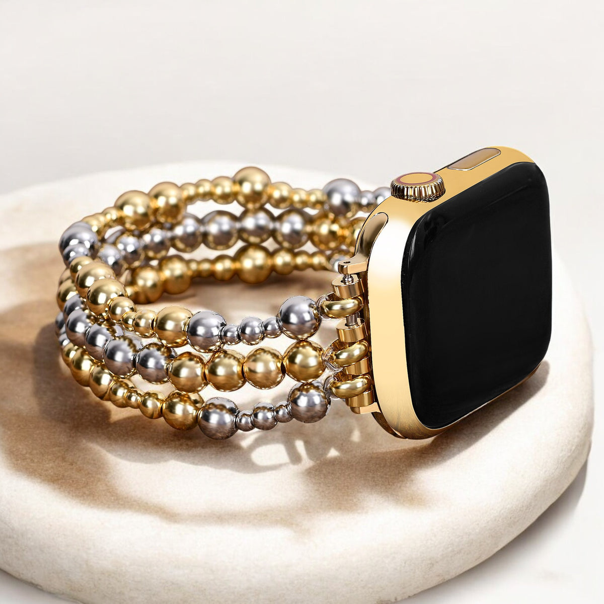 Pulseira Elástica de Ouro Esterlina para Apple Watch