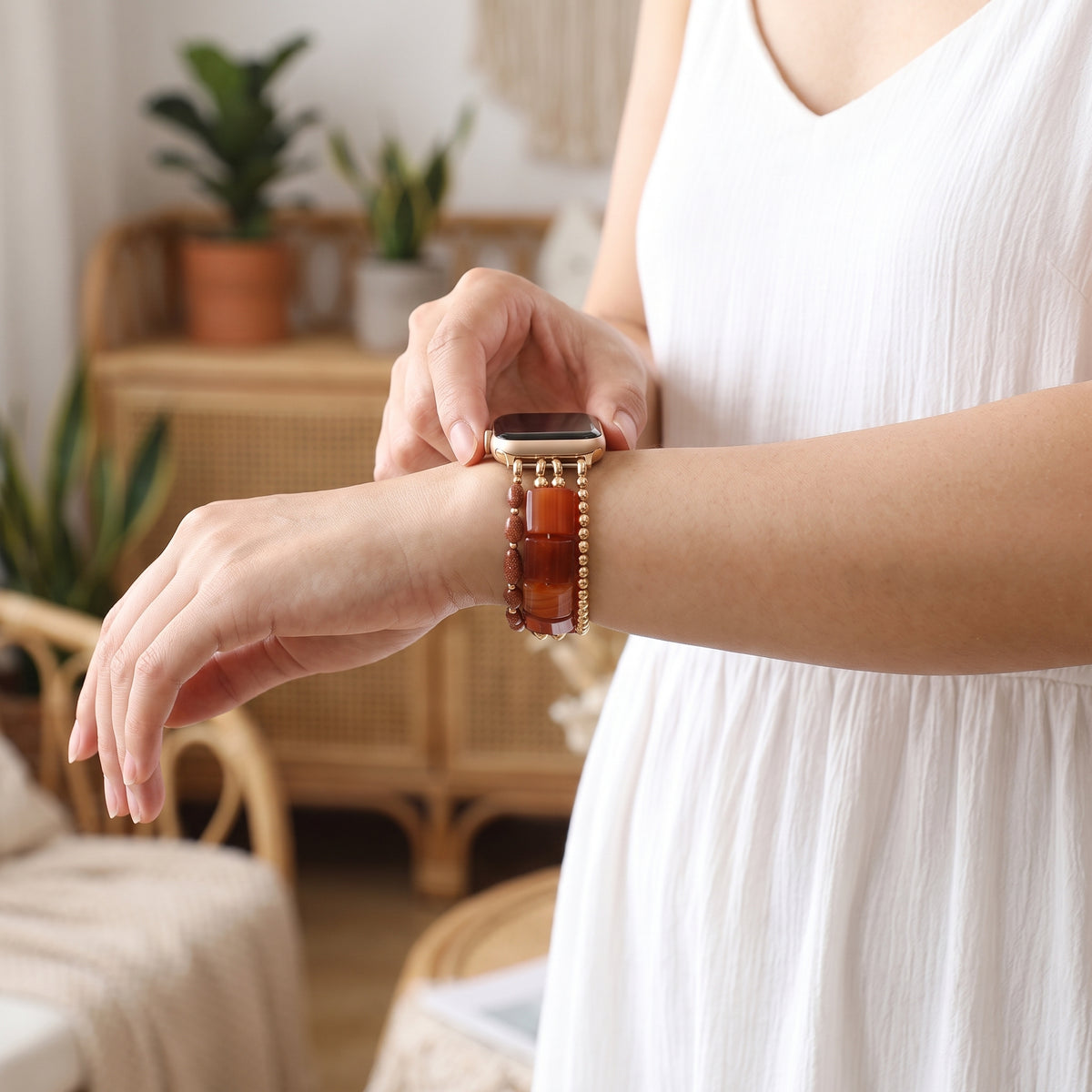 Pulseira elástica para Apple Watch em cornalina Desert Flame