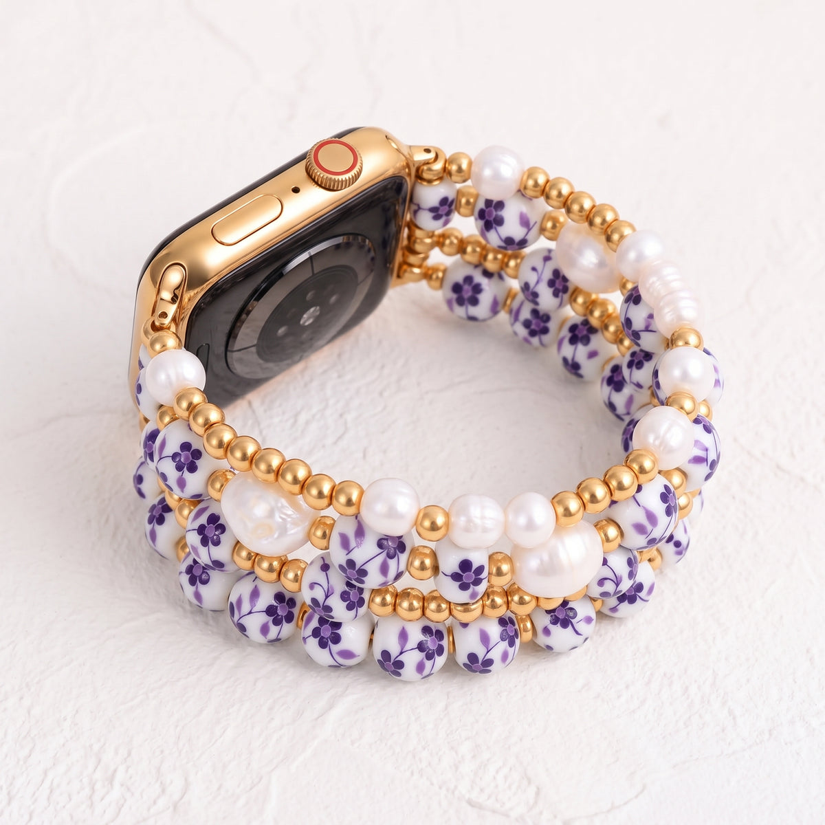 Pulseira para Apple Watch Porcelain Garden Florescer Violeta