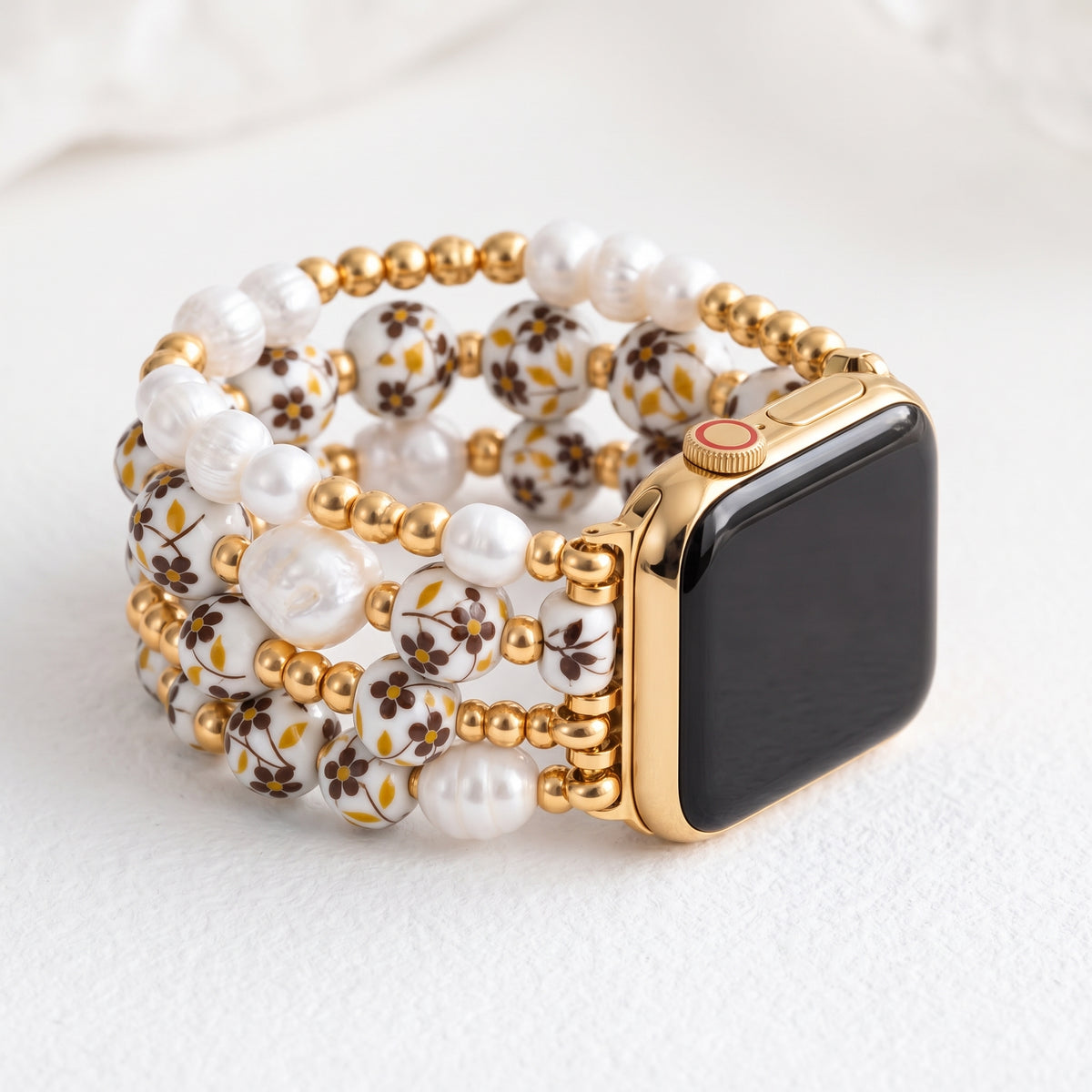 Pulseira para Apple Watch Porcelain Garden Prado Dourado