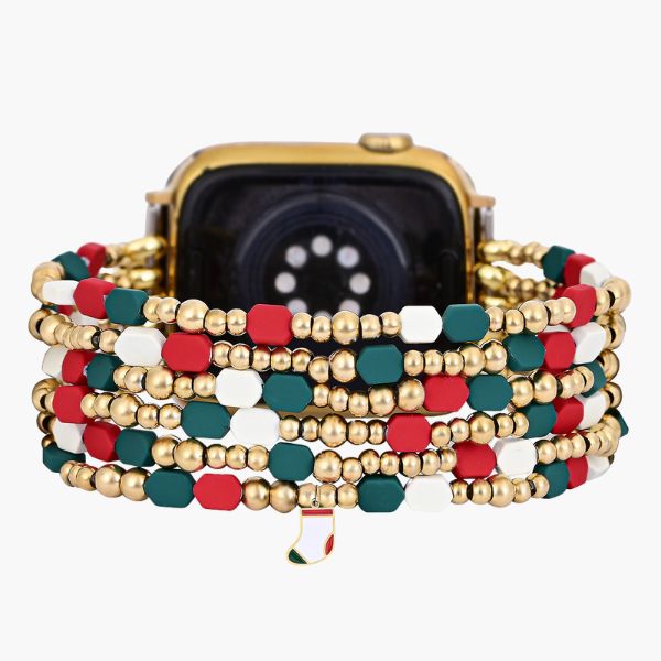 Pulseira Elástica Festiva Alegria do Papai Noel para Apple Watch
