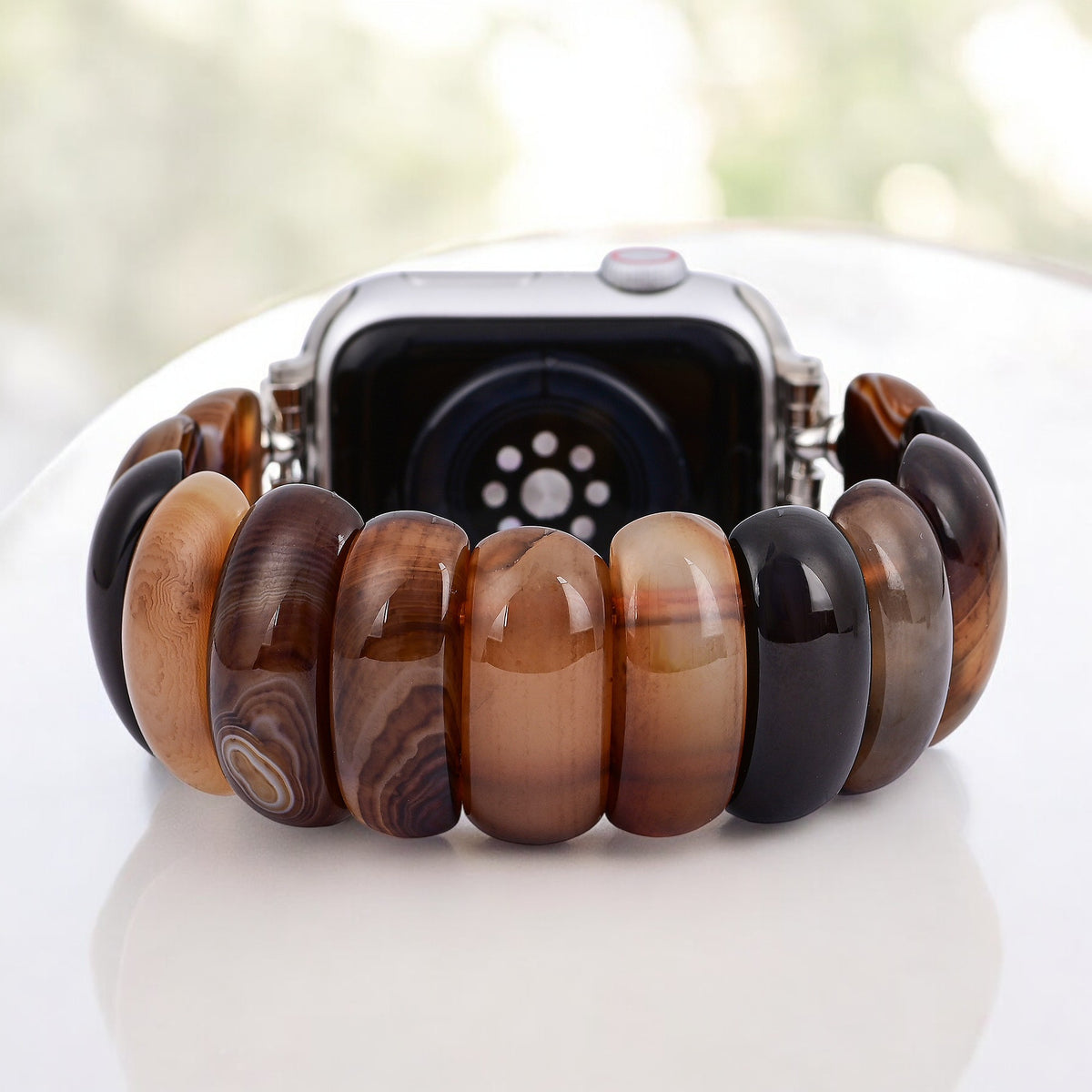 Pulseira Elástica de Ágata Earthly Ember para Apple Watch