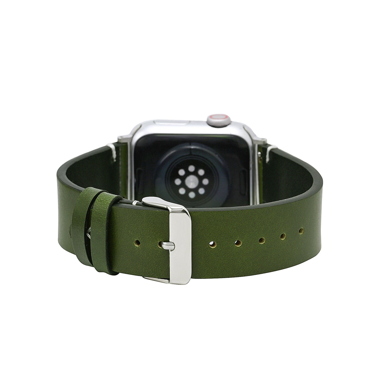Pulseira verde de couro para Apple Watch masculina
