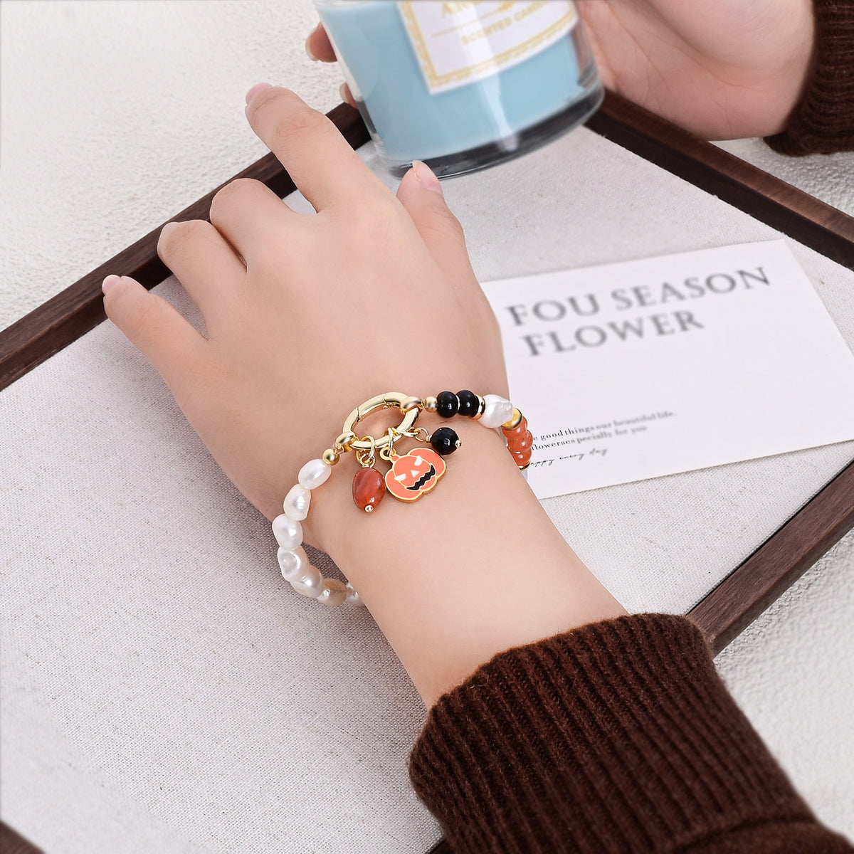 Pulseira Pérola Brilho de Natal