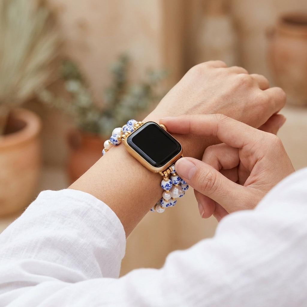 Pulseira para Apple Watch Porcelain Garden Florescer de Safira