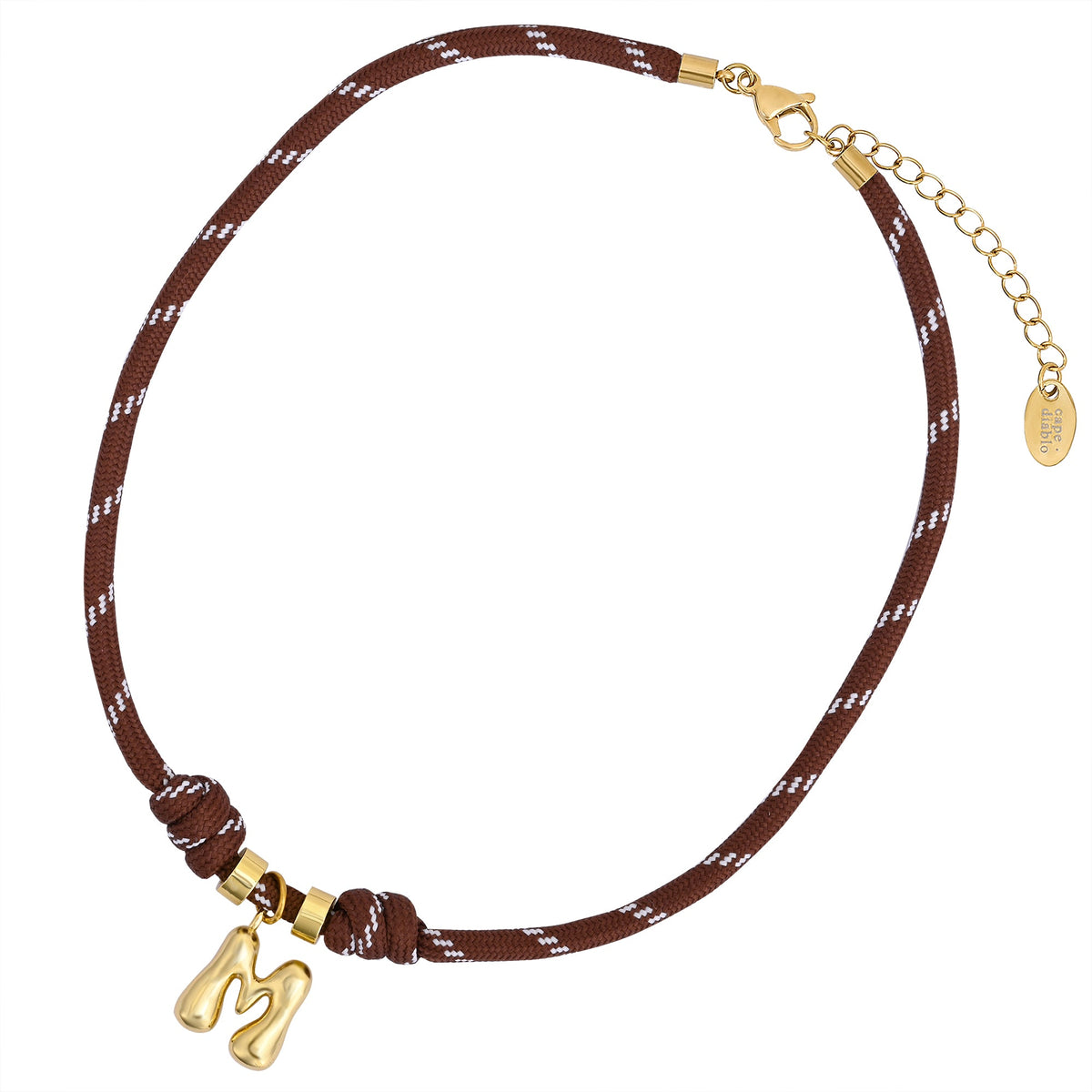 Colar de Corda com Letra Bolha Dourada