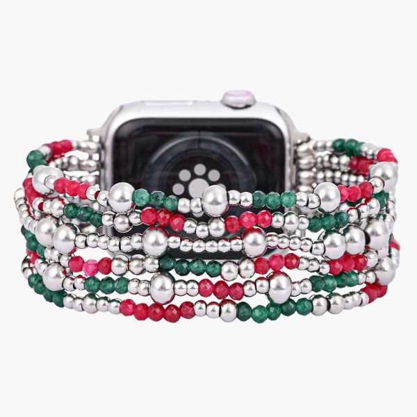 Pulseira Elástica Apple Watch Elegância Prateada Festiva
