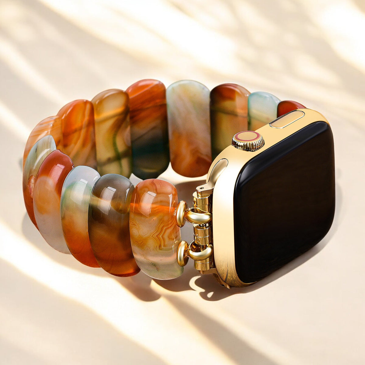 Pulseira Elástica de Ágata Golden Dusk para Apple Watch