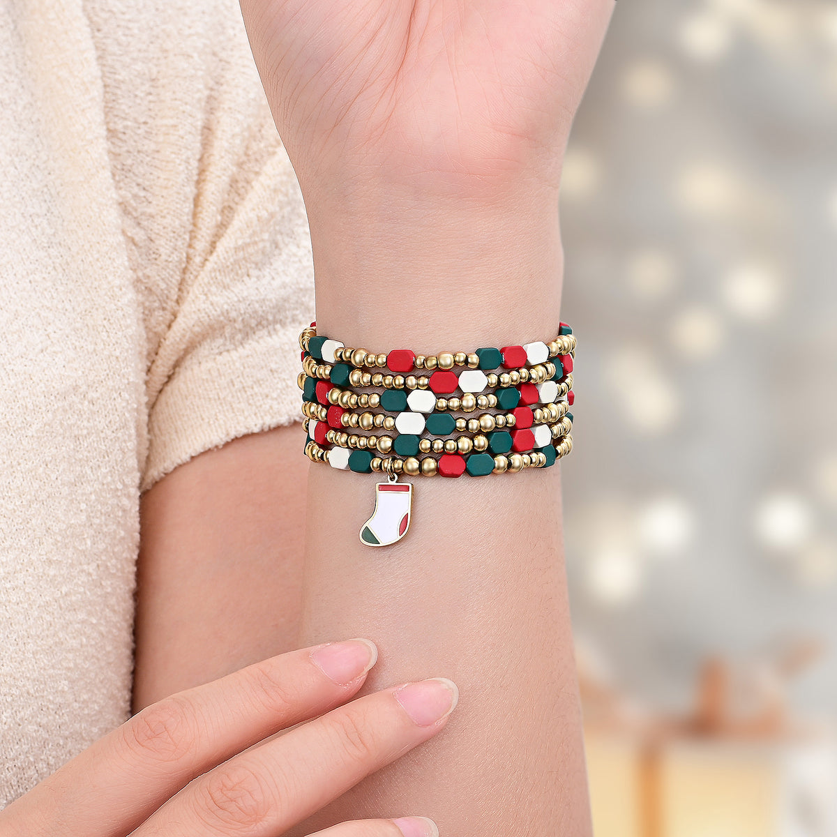 Pulseira Elástica Festiva Alegria do Papai Noel para Apple Watch