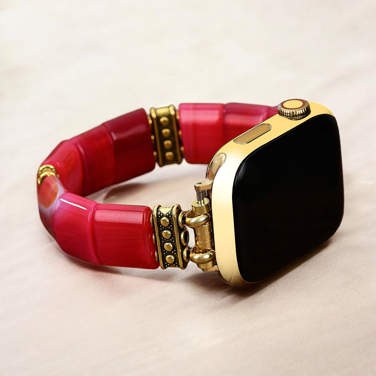 Pulseira Elástica de Ágata Ruby Essence para Apple Watch