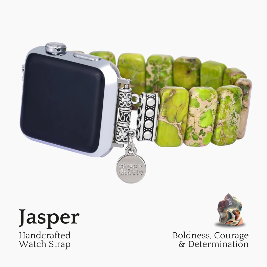 Pulseira Elástica de Jaspe Tibetano Verde Limão para Apple Watch