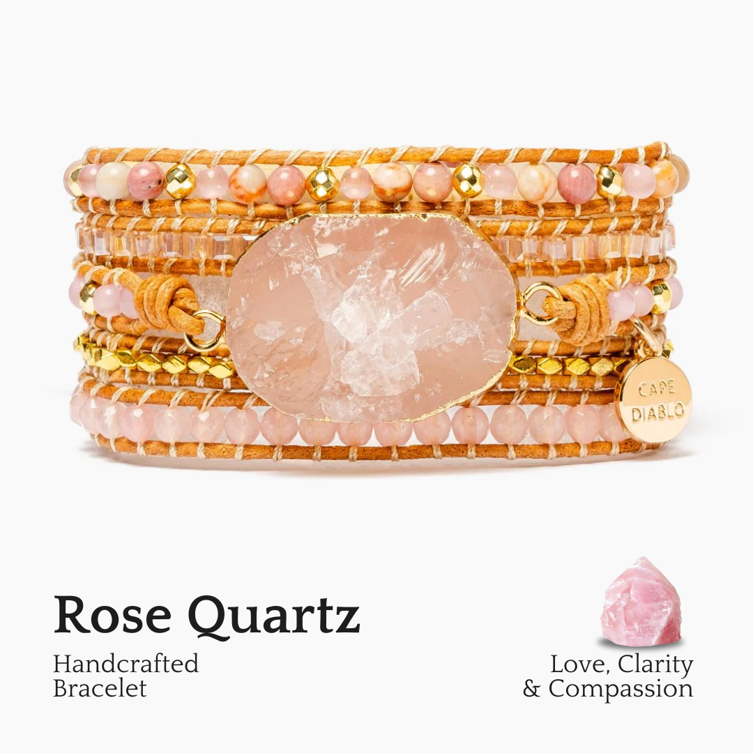 Pulseira de Quartzo Rosa Dourado