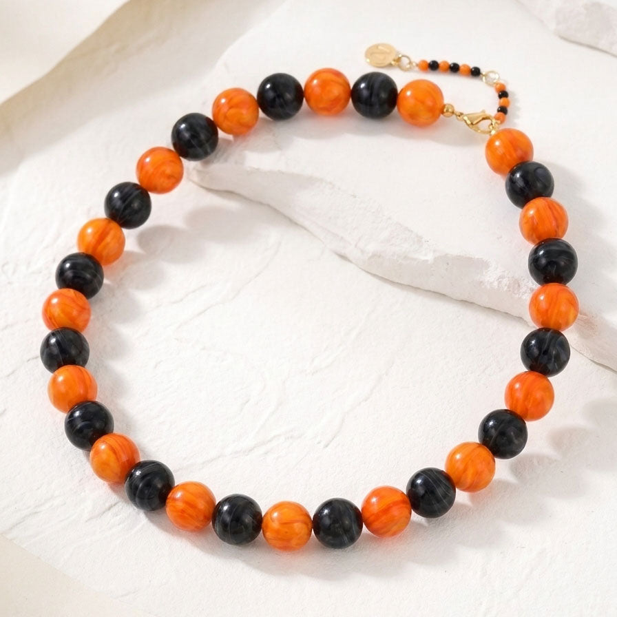 Colar Chunky de Abóbora da Meia-Noite para o Halloween