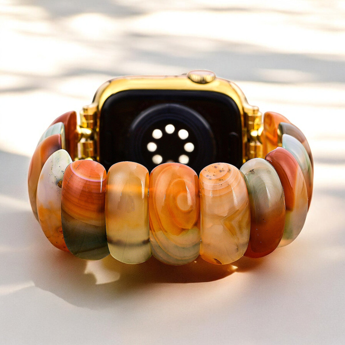 Pulseira Elástica de Ágata Golden Dusk para Apple Watch