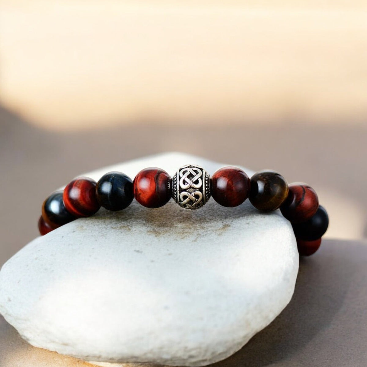 Pulseira Masculina Buda Olho de Tigre Vermelho