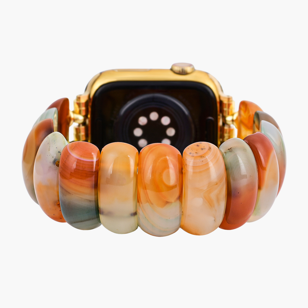 Pulseira Elástica de Ágata Dourada para Apple Watch