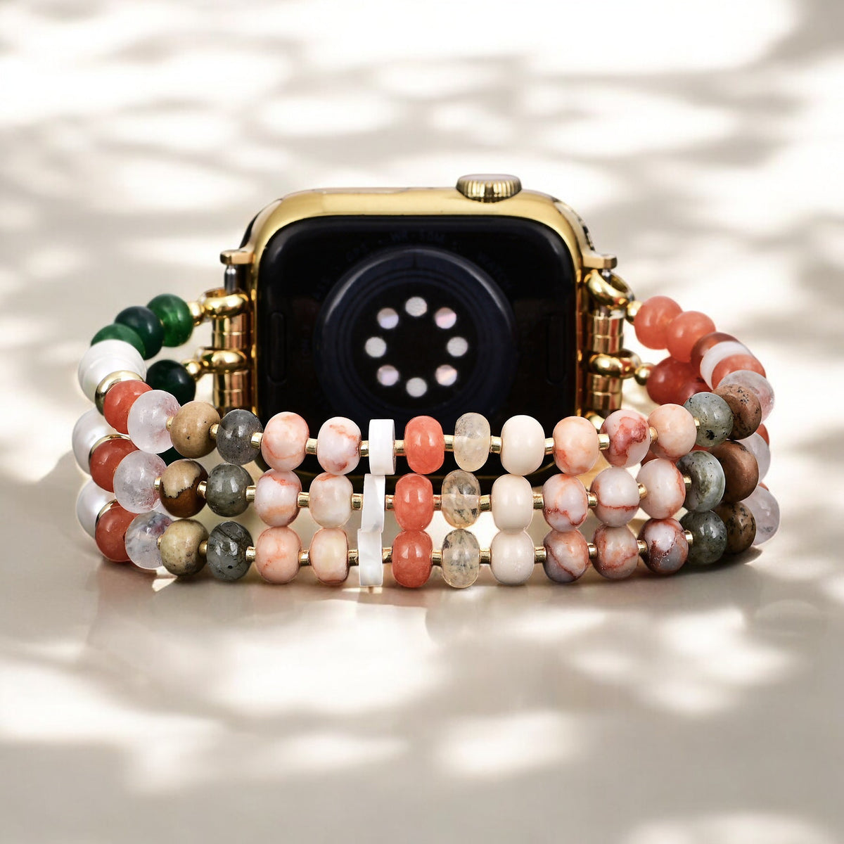 Pulseira Elástica de Pedra Natural Coral para Apple Watch