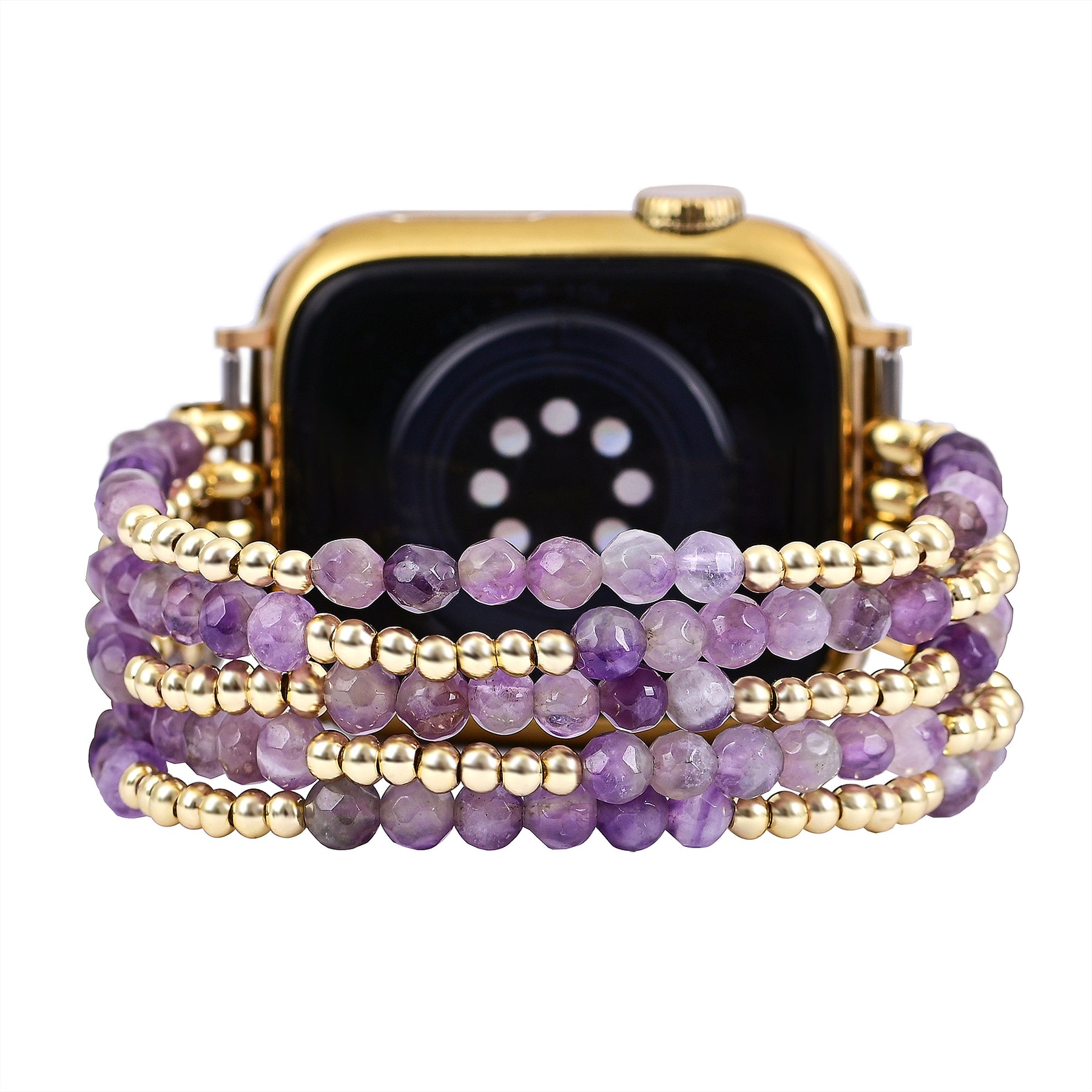 Pulseira Elástica Golden Violet Amethyst para Apple Watch