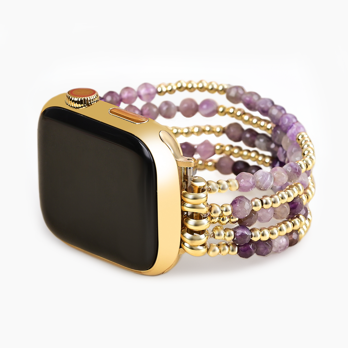 Pulseira Elástica Golden Violet Amethyst para Apple Watch