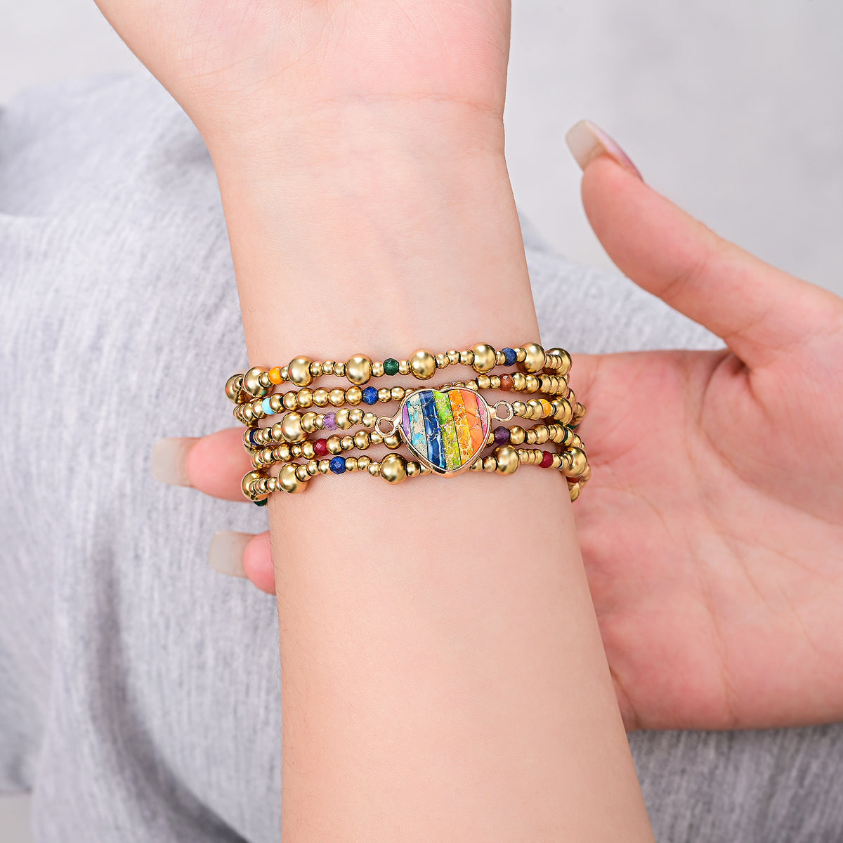 Pulseira Golden Essence Heart Stretch para Apple Watch