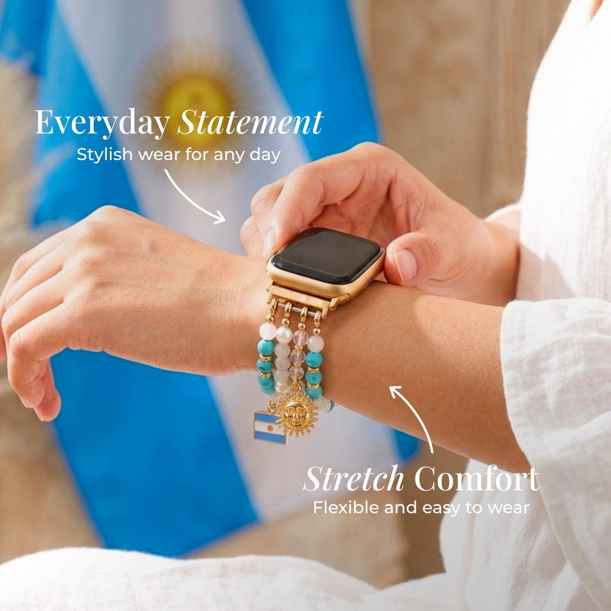 Pulseira Argentina Albiceleste Stretch para Apple Watch