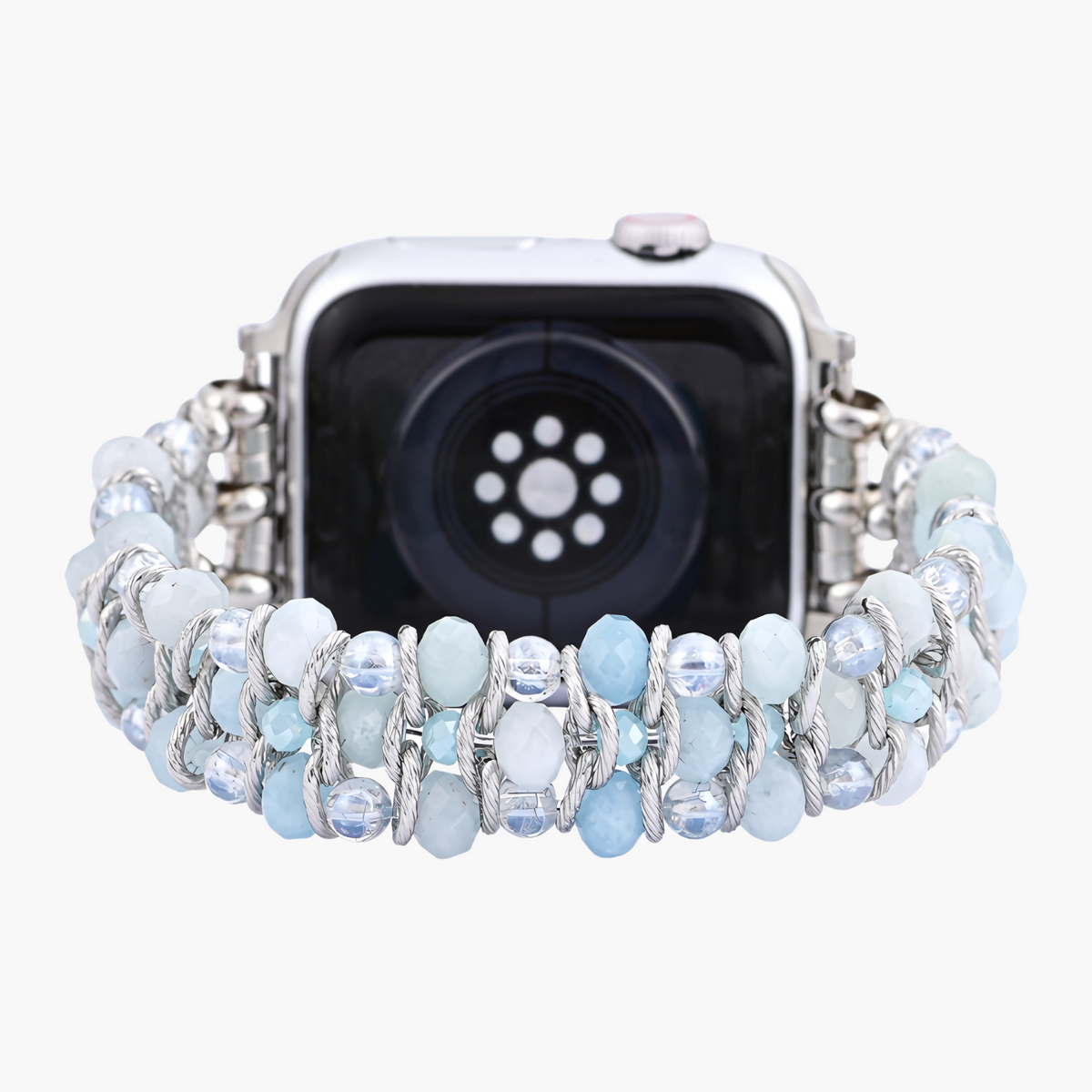 Pulseira Trançada de Safira Água-Marinha para Apple Watch