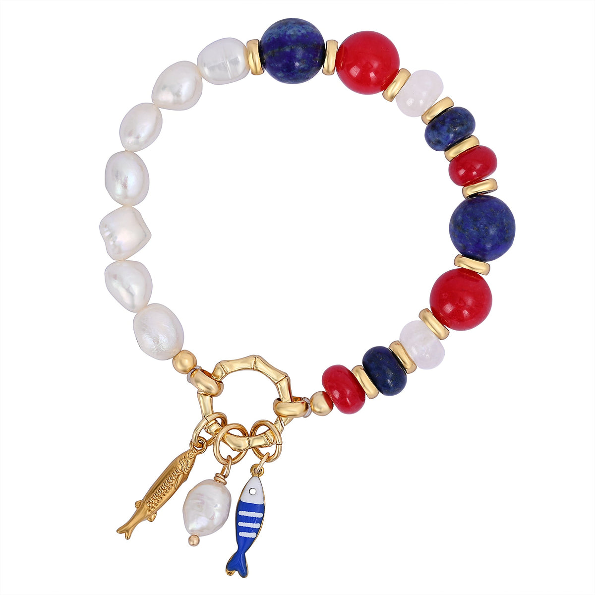 Pulseira de Charme com Pérola Lápis