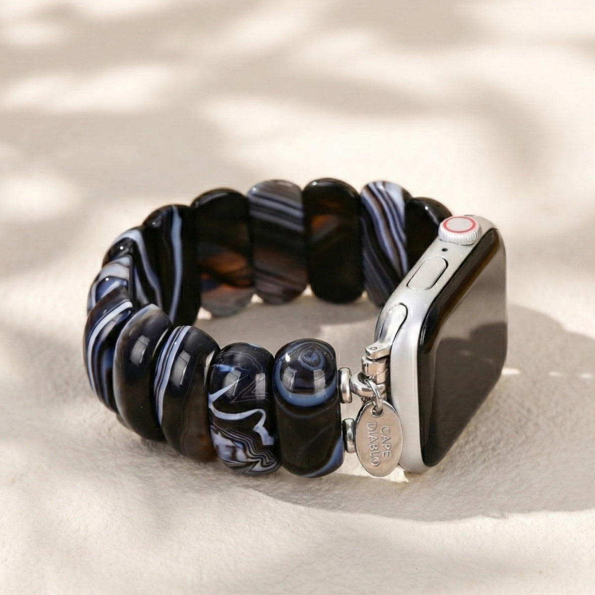 Pulseira Apple Watch de Ágata Mármore Preto