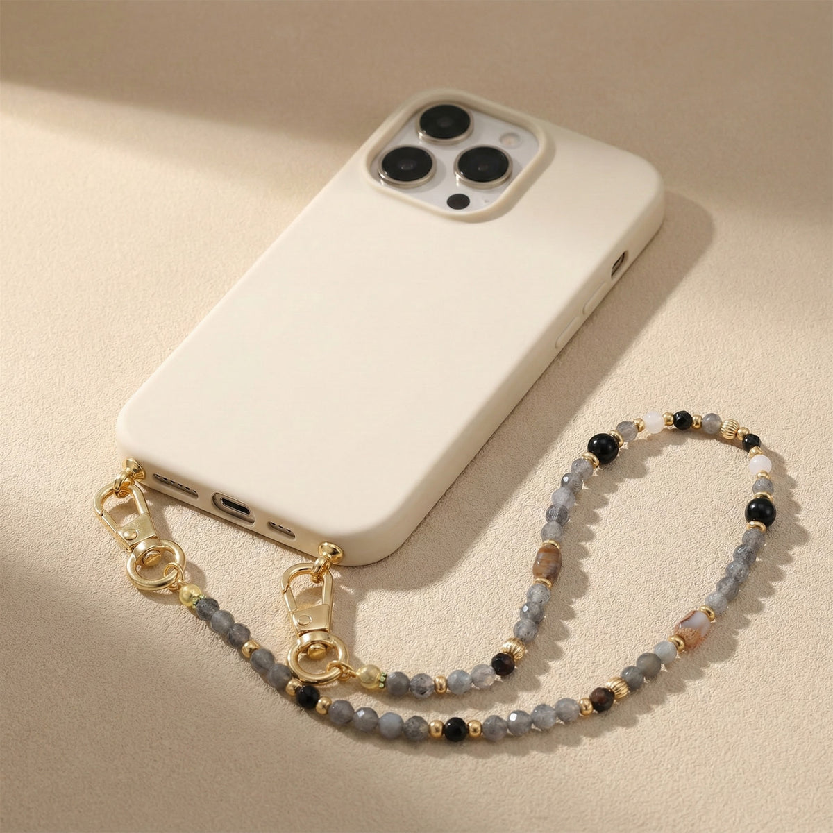 Corrente para Celular Balance de Ágata Cinza