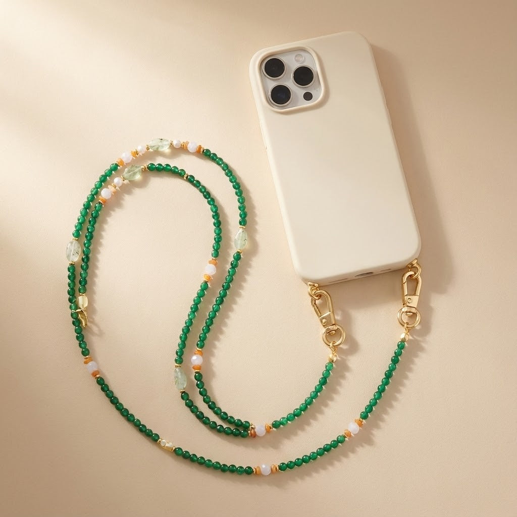 Corrente para Celular Harmonia de Ágata Verde