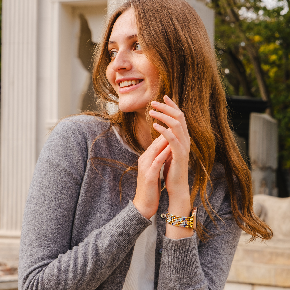 Pulseira Elástica de Amazonita Lápis-Joia para Apple Watch