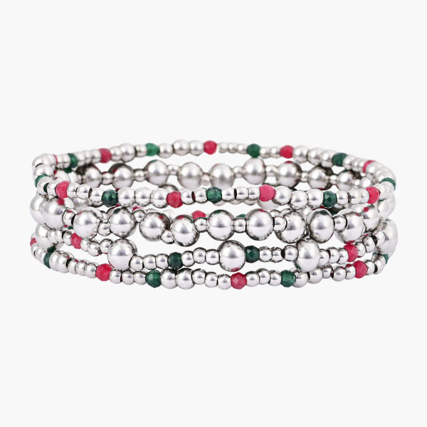 Conjunto de Pulseiras Mágicas de Prata de Natal