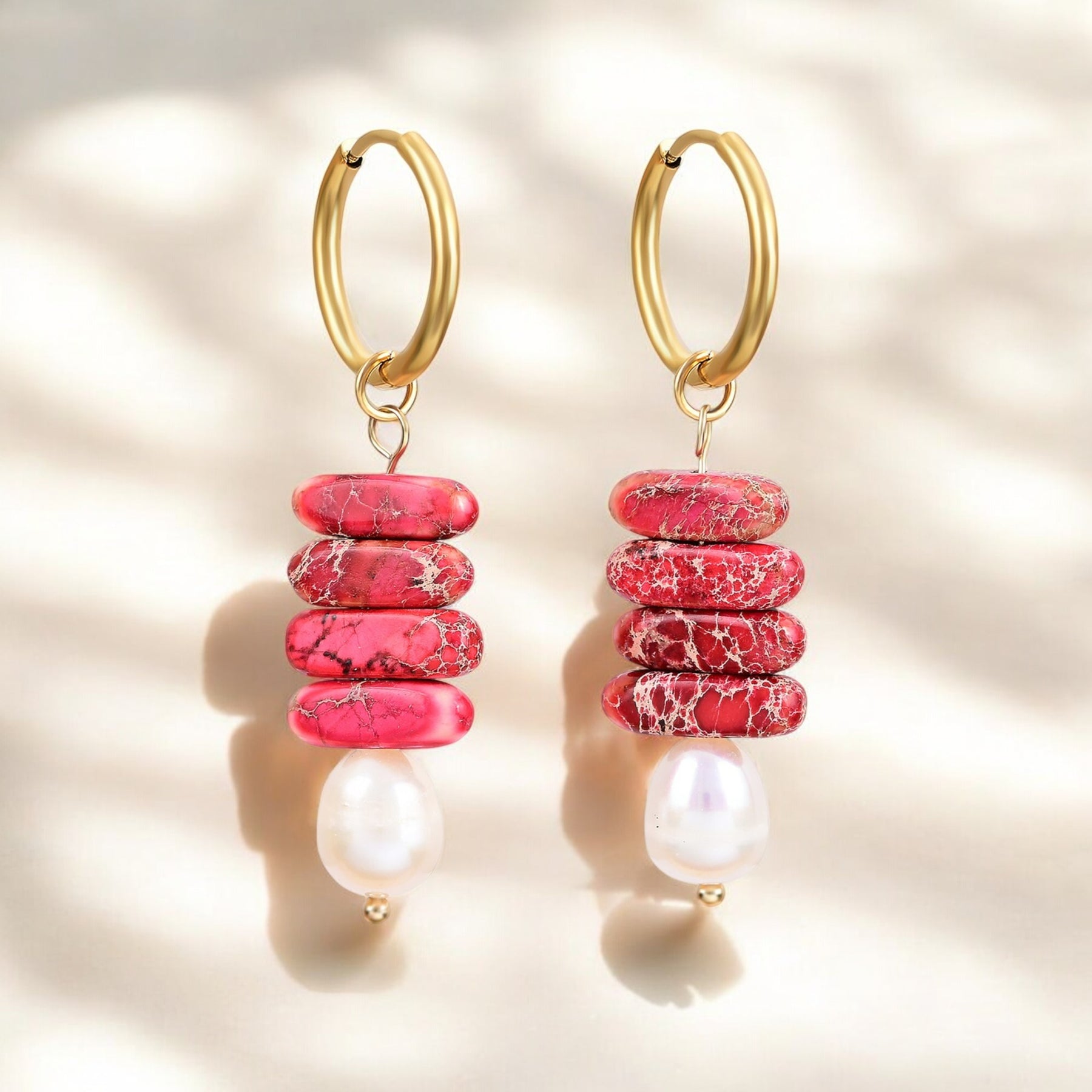 Brincos Argola Ocean Bliss de Pérola & Jaspe Jade